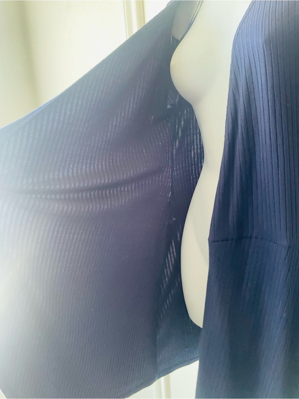 Socialite Navy Ribbed Wrap Mini Dress - Picture 6 of 9